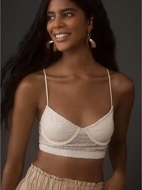 Anthropologie Sequin Mesh Crop Top NWT